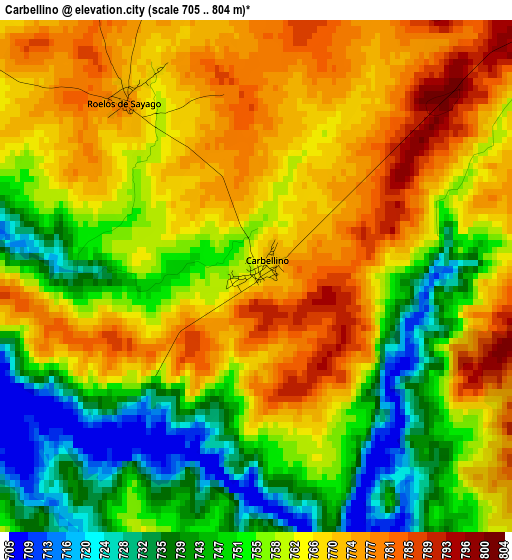 Carbellino elevation map