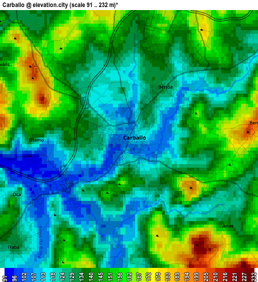 Carballo elevation map