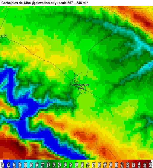 Carbajales de Alba elevation map