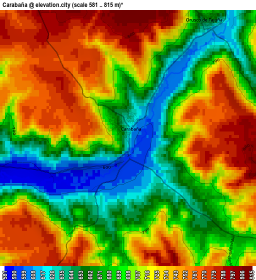 Carabaña elevation map