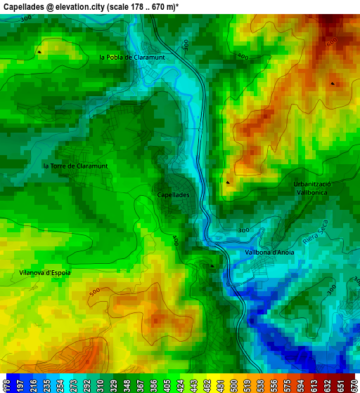 Capellades elevation map