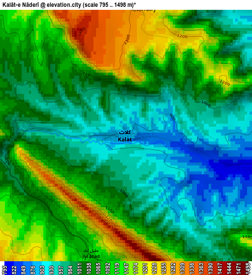 Kalāt-e Nāderī elevation map