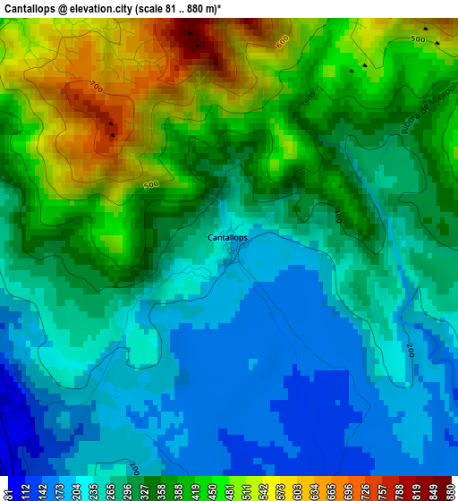 Cantallops elevation map