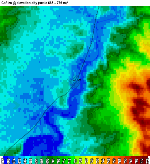 Cañizo elevation map