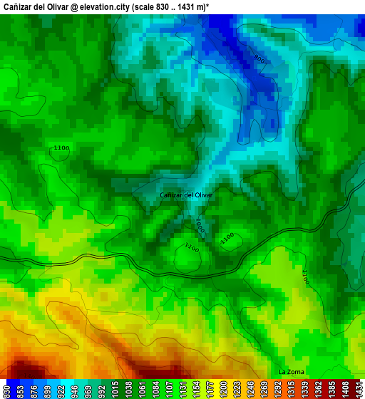 Cañizar del Olivar elevation map