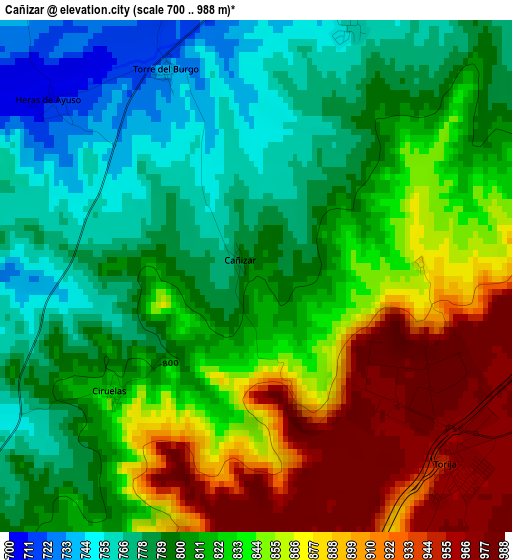 Cañizar elevation map