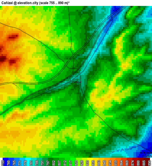 Cañizal elevation map