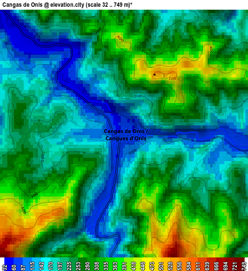 Cangas de Onís elevation map