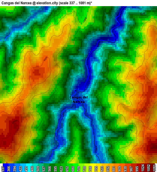 Cangas del Narcea elevation map