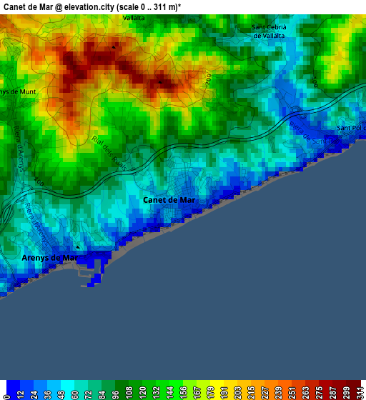 Canet de Mar elevation map