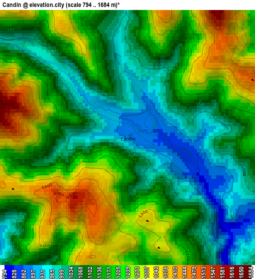 Candín elevation map