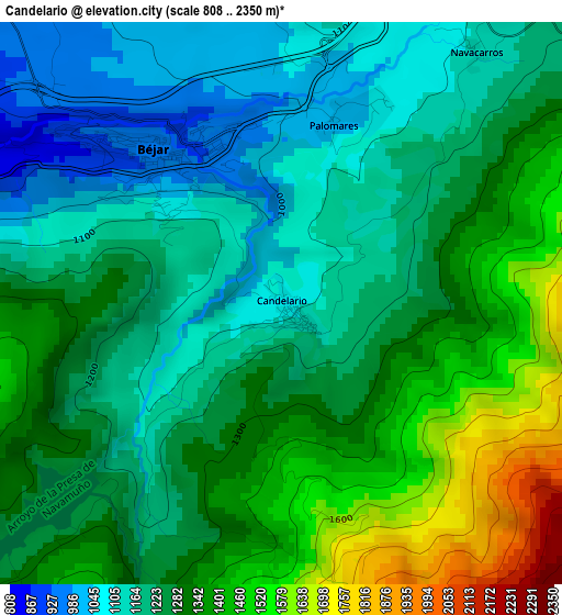 Candelario elevation map