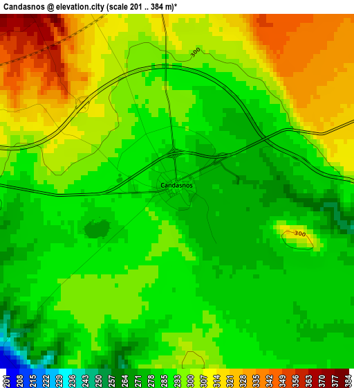 Candasnos elevation map