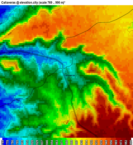 Cañaveras elevation map