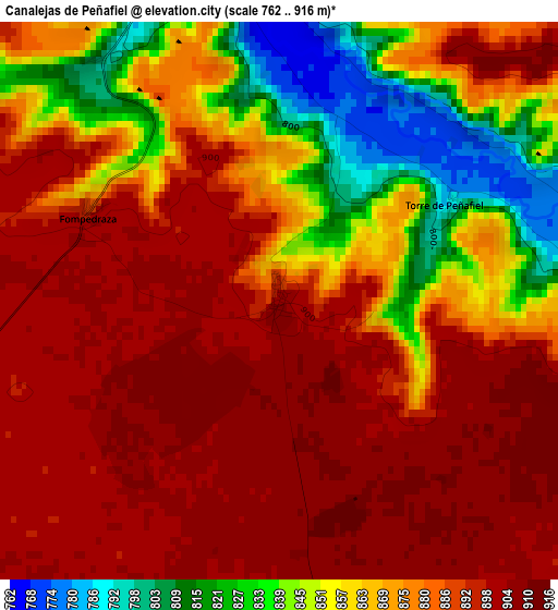 Canalejas de Peñafiel elevation map