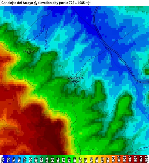 Canalejas del Arroyo elevation map