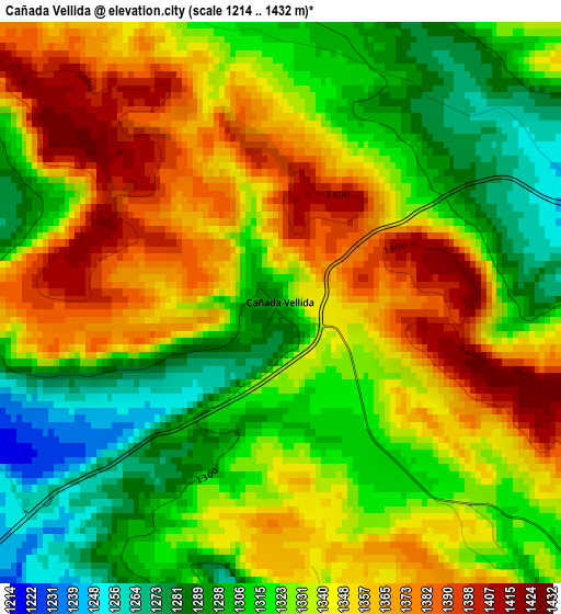 Cañada Vellida elevation map