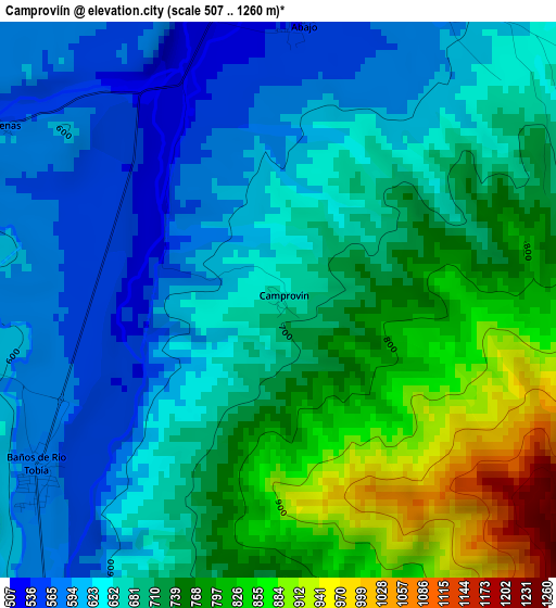 Camproviín elevation map