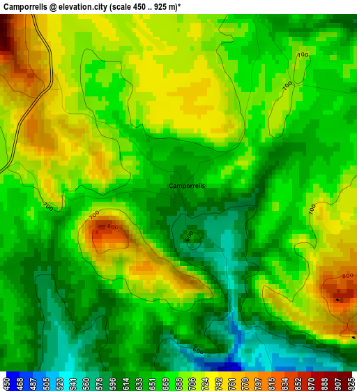 Camporrells elevation map