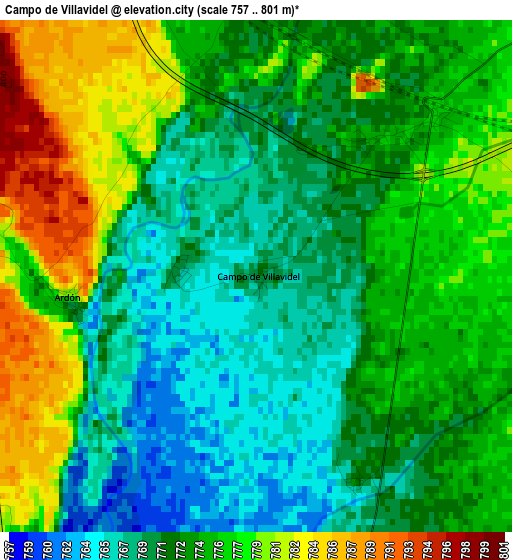 Campo de Villavidel elevation map