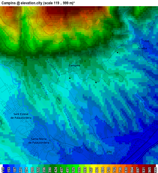 Campins elevation map