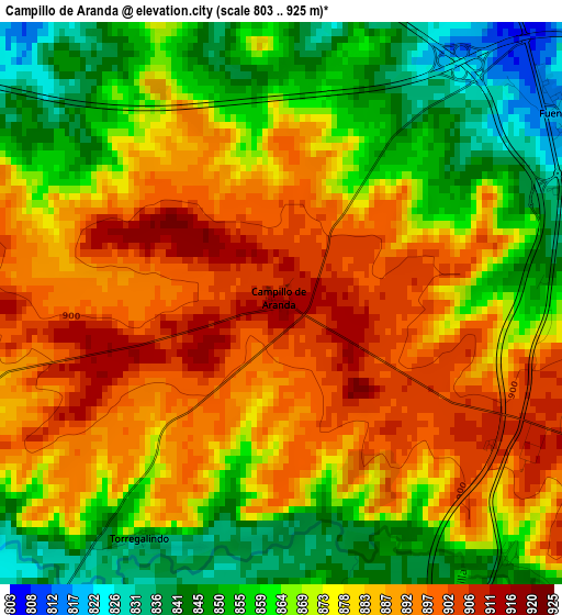 Campillo de Aranda elevation map