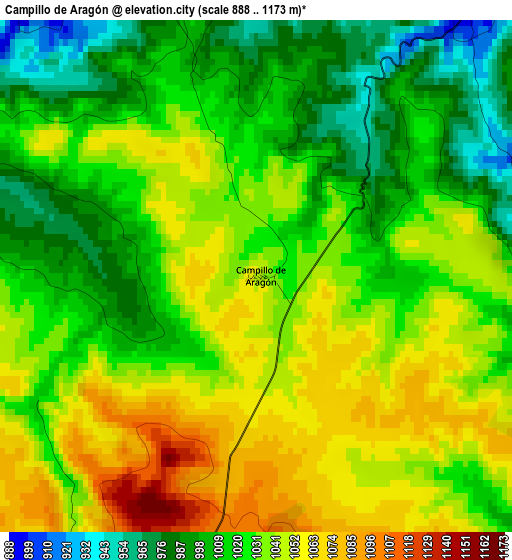 Campillo de Aragón elevation map