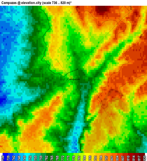 Campazas elevation map