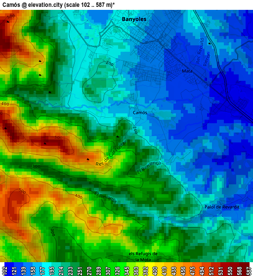 Camós elevation map