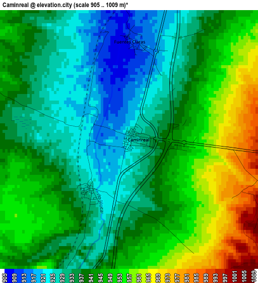 Caminreal elevation map