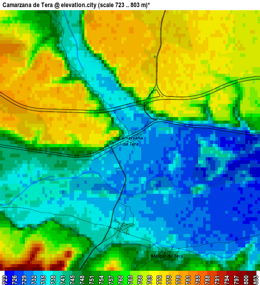 Camarzana de Tera elevation map