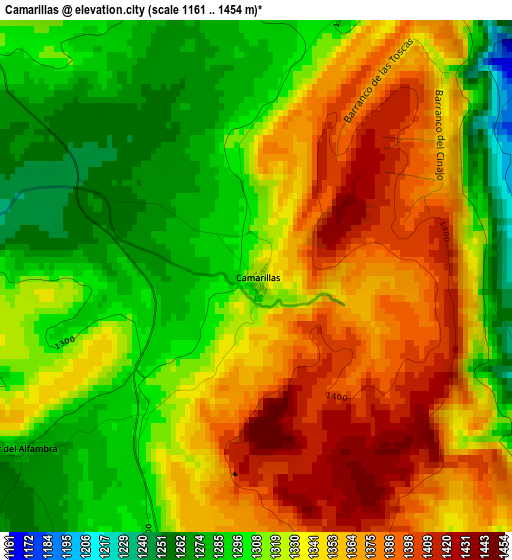 Camarillas elevation map