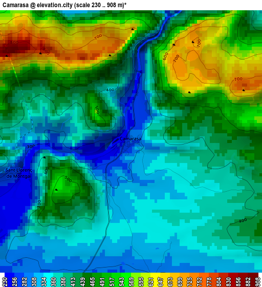 Camarasa elevation map