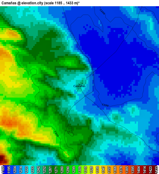 Camañas elevation map