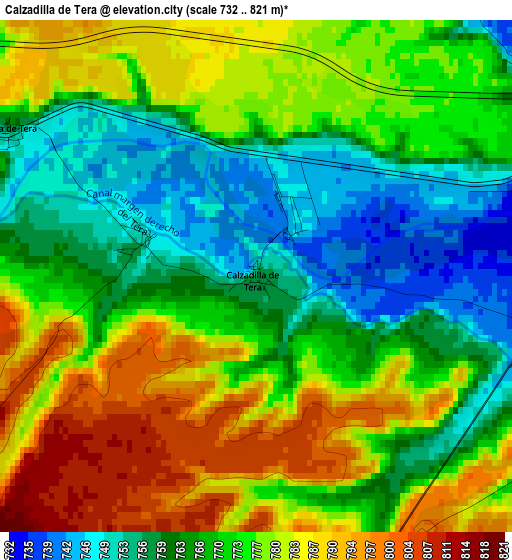 Calzadilla de Tera elevation map