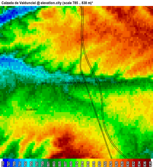 Calzada de Valdunciel elevation map