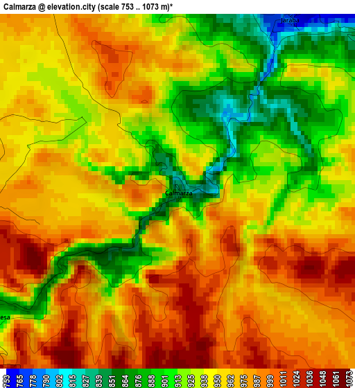 Calmarza elevation map