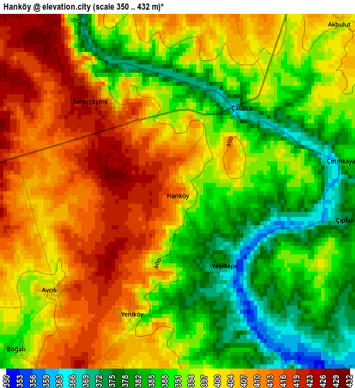 Hanköy elevation map