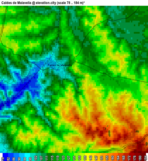 Caldes de Malavella elevation map