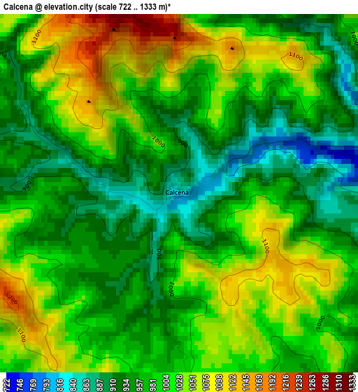 Calcena elevation map