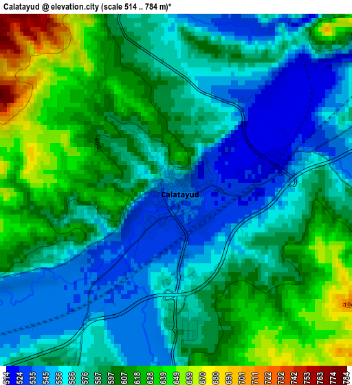 Calatayud elevation map