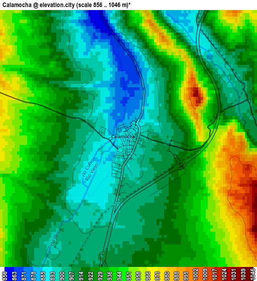 Calamocha elevation map