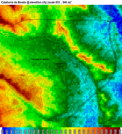 Calahorra de Boedo elevation map