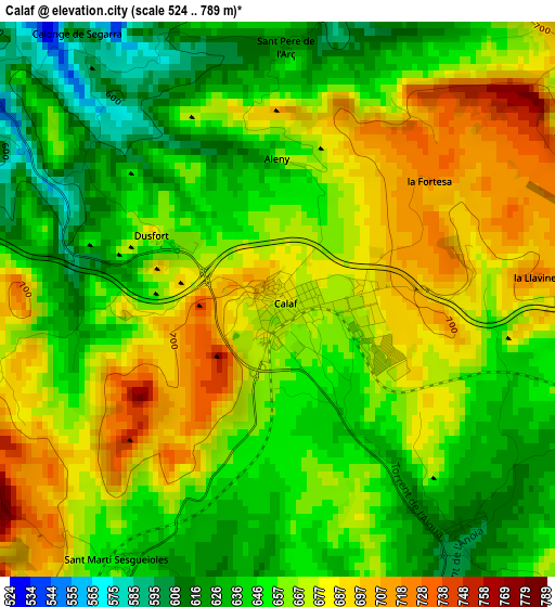 Calaf elevation map