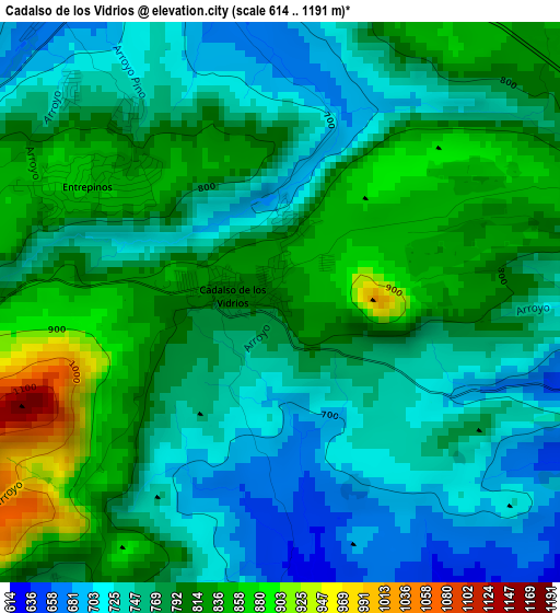 Cadalso de los Vidrios elevation map