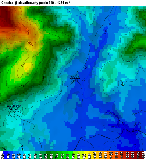 Cadalso elevation map