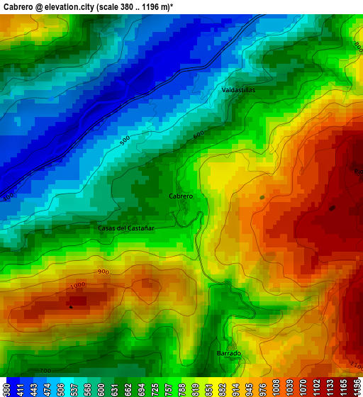 Cabrero elevation map