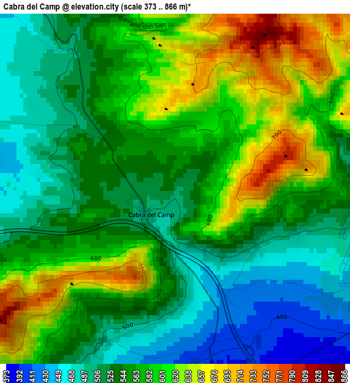 Cabra del Camp elevation map