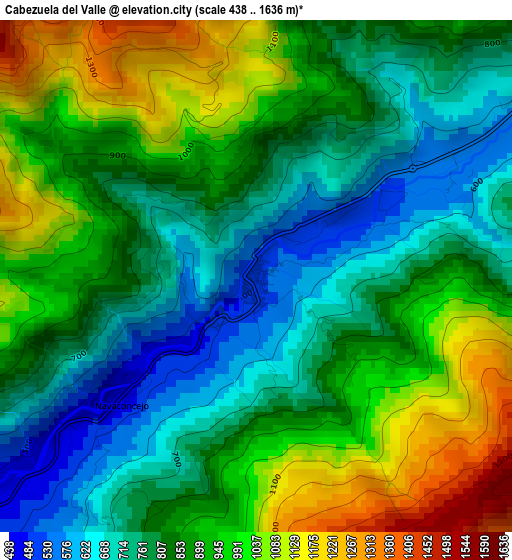 Cabezuela del Valle elevation map