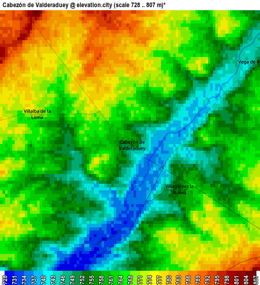 Cabezón de Valderaduey elevation map